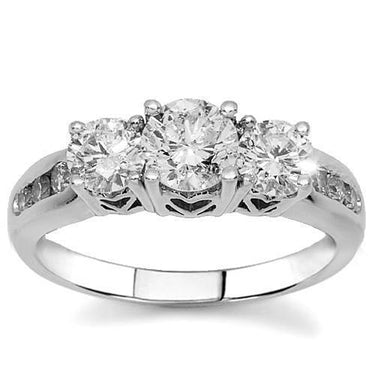 14K White Solid Gold Womens Three Stone Diamond Engagement Ring 1.41 Ctw
